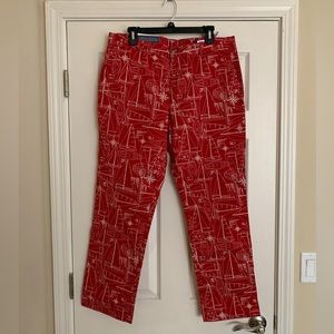 Men’s 34x30 Vineyard Vines Breaker Pant in Lifeguard Red / Sailboat Printed